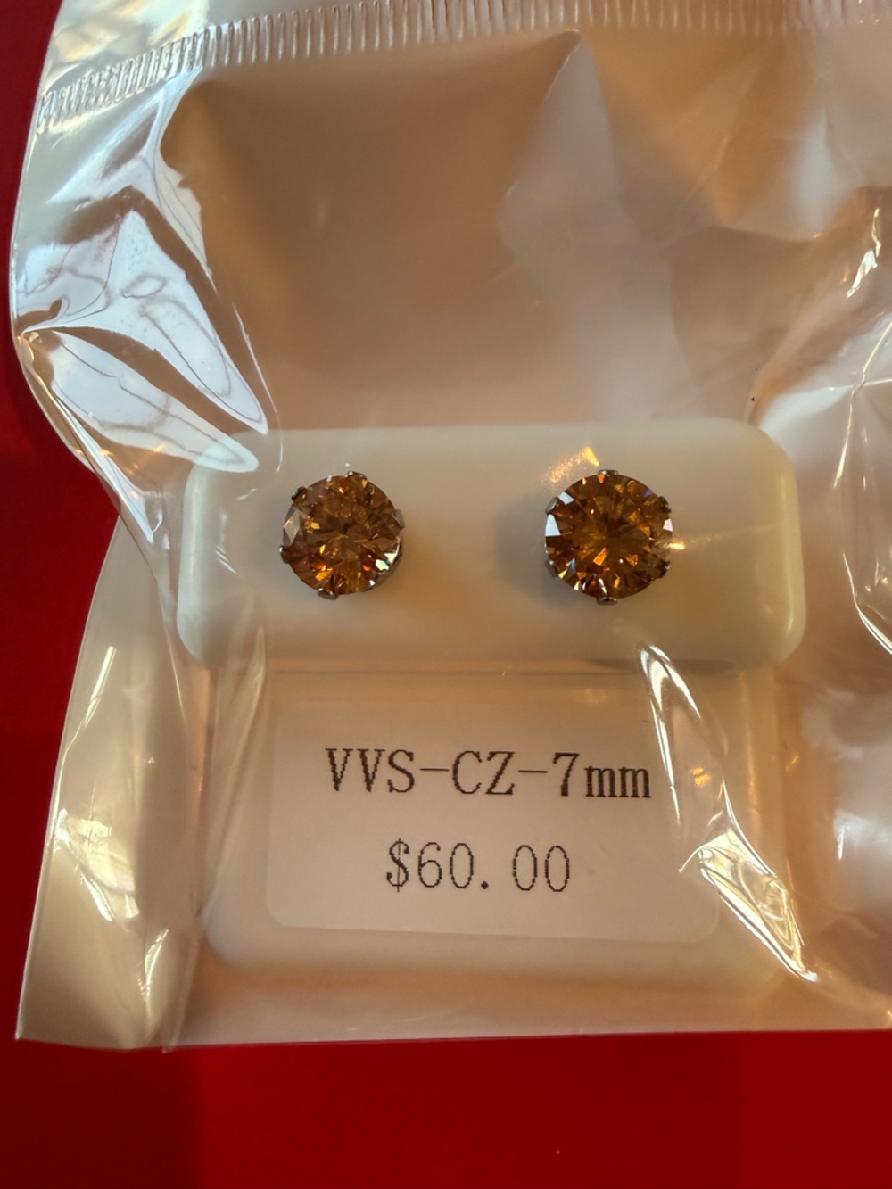 VVS-CZ 7mm Brown Round Stud Earrings - Classic Women’s Jewelry